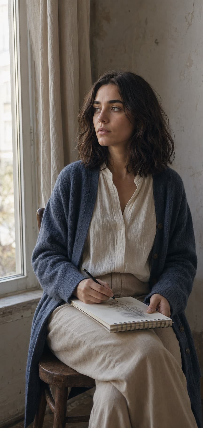 Environmental portrait by Vision Run in soft natural window light.